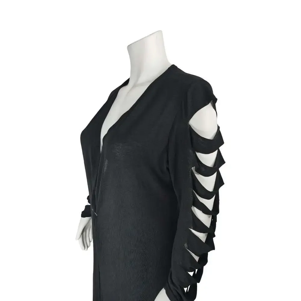NYC Black Long Sleeve Slashed Sleeve Cardigan Plus Size 3X